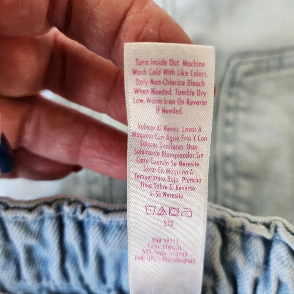 Justice Girls XL Plus Care Bears Two Tone Light Wash Button Denim Skirt